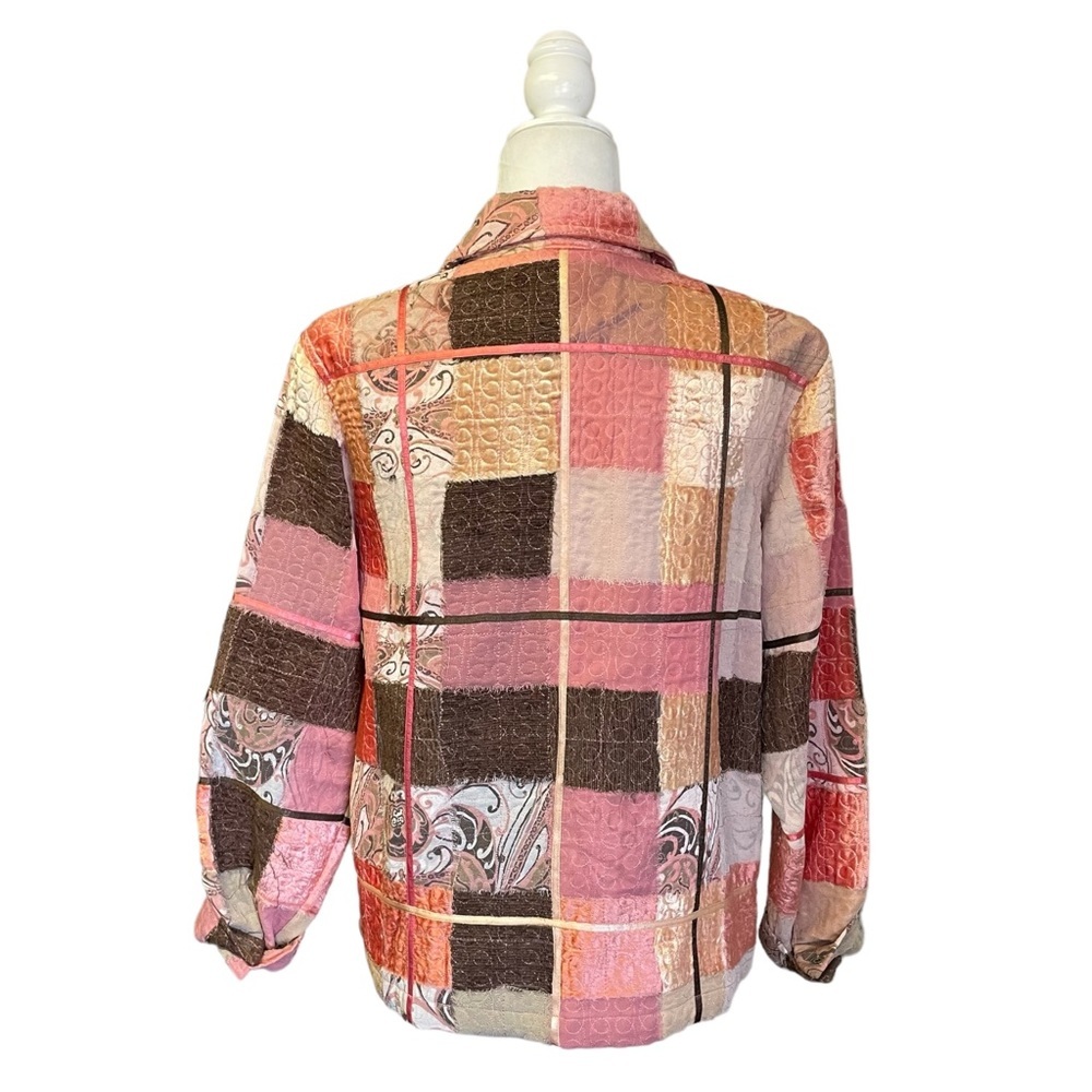 Multiples Pink Orange Brown Patchwork Jacket Medi… - image 3